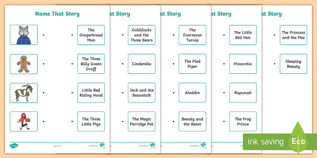 Name That Story Matching Worksheet (teacher Made) - Twinkl