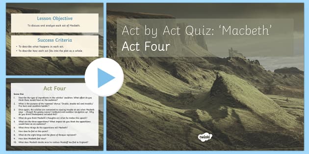 GCSE Macbeth Plot Revision Quiz Act IV PowerPoint - Twinkl