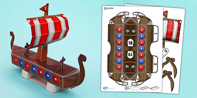 viking longboat paper model template teacher made