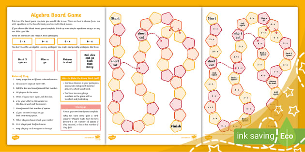 👉 Algebra Board Game (Ages 9 - 11) - Parents - Maths