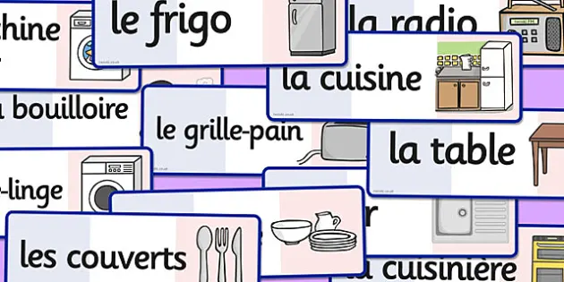 La Cuisine FRENCH Kitchen Utensils Vocabulary Large Wall 