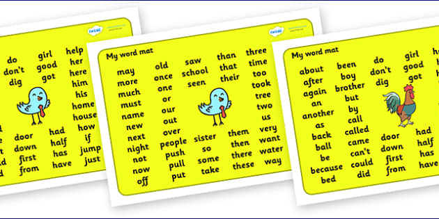 My Word Mat KS1 For Visually Impaired