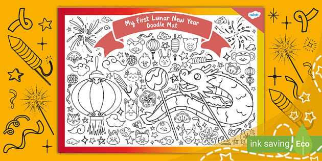 My First Lunar New Year Doodle Mat teacher made Twinkl