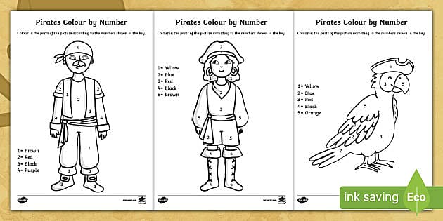 Pirates Colour By Number Teacher Made Twinkl