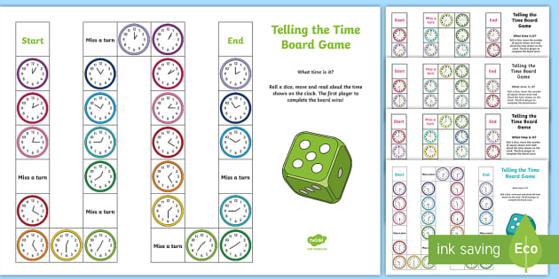 Telling The Time Board Game - Maths (Teacher-Made) - Twinkl