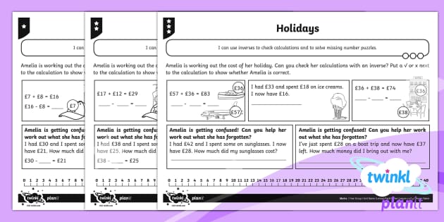 Planit Y2 Addition And Subtraction Inverse Relationships Home Learning