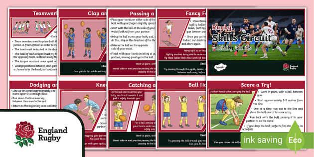 Rugby Six Nations Rugby Skills Circuit Activity Cards