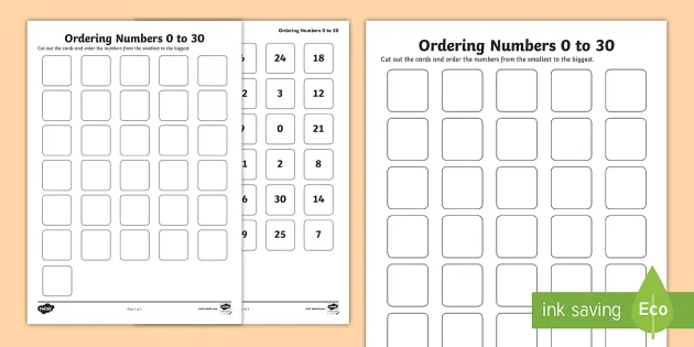 ordering numbers 1 to 30 activity teacher made