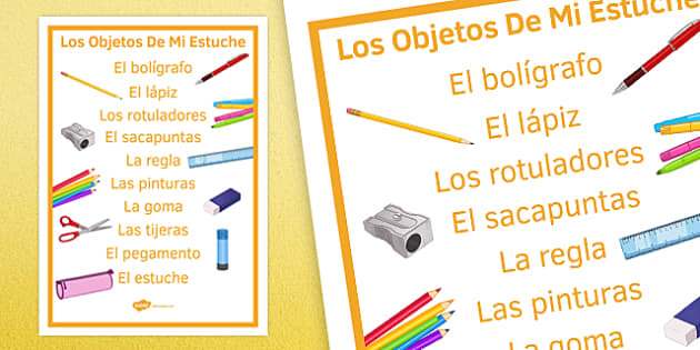 los-objetos-de-mi-estuche-in-my-pencil-case-spanish-display-poster