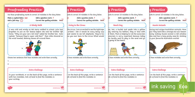 proofreading worksheets year 3