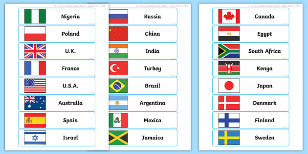 Countries List Labels Teacher Made Countries List Labels Teacher Made