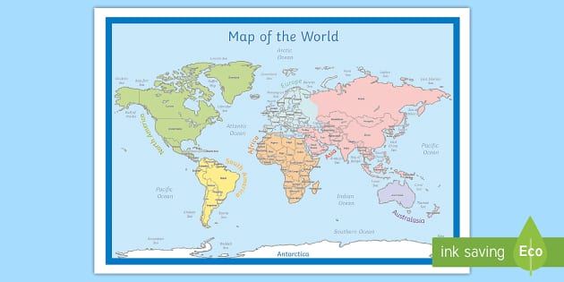 KS2 Labeled World Map Poster - Primary Resources