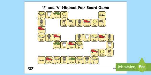 F And V Minimal Pair Board Game Teacher Made