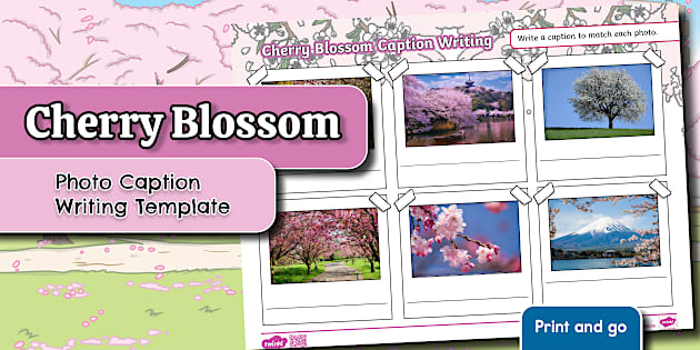 Cherry Blossom Photo Caption Writing Template