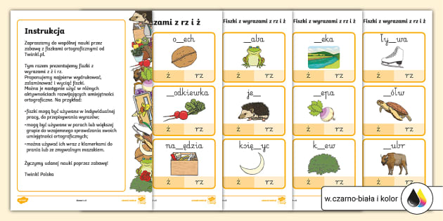 Wyrazy Z RZ I Karty Obrazkowe Z Wyrazami Z RZ I 