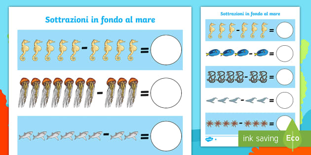 Sottrazioni In Fondo Al Mare Attivita Teacher Made