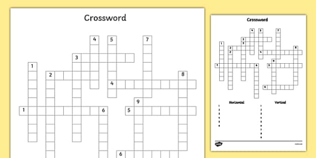Blank Crossword Template for Kids (teacher made) - Twinkl