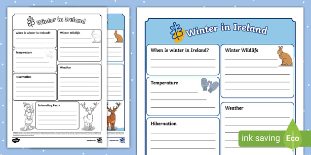 * NEW * Winter in Ireland Fact File Template (teacher made)