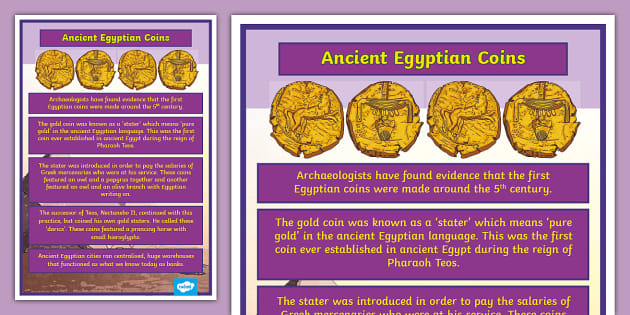 Ancient Egypt Coins Display Poster Teacher Made Twinkl