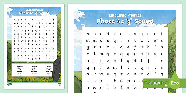 Linguistic Phonics Phase 4c G Sound Word Search