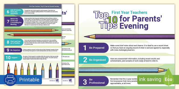 First Year Teachers-Top 10 Tips For Parent's Evening-Top Tips