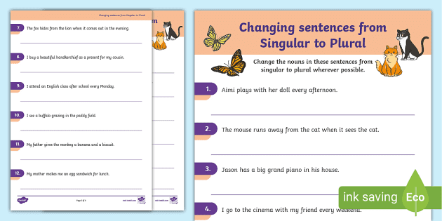 making singular nouns plural activity worksheets
