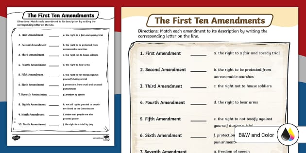 10 Amendments Activity Constitution Day Twinkl Usa