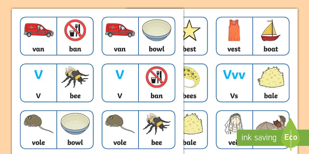 Minimal Pairs ‘b’ And ‘v’ Dominoes - Twinkl