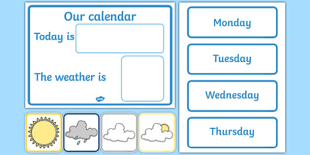 Daily Calendar/Weather Chart Weather calendar Weather chart