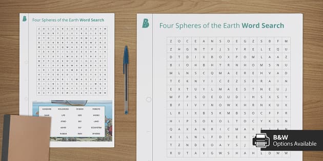 Four Spheres of the Earth Word Search (Hecho por educadores)