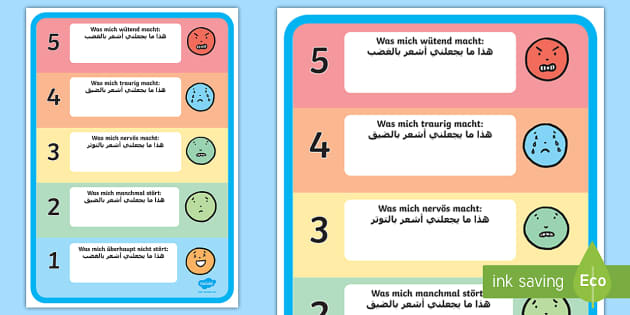 Free Deutsch Arabisches Ausloser Von Emotionen Und Gefuhlen Arbeitsblatt