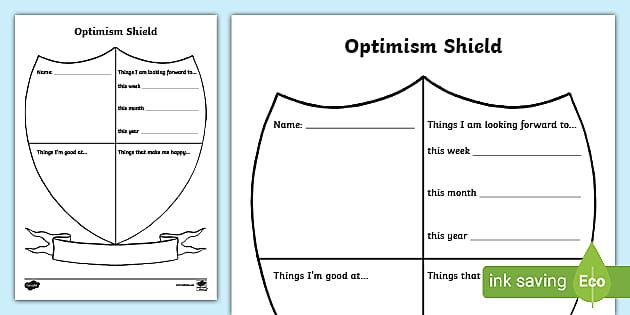 KS2 Optimism Shield Activity Sheet (teacher made) - Twinkl
