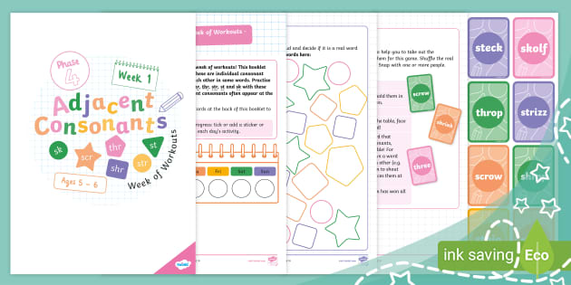 Phase 4 Adjacent Consonants Week Of Workouts 1 (Ages 5 - 6)