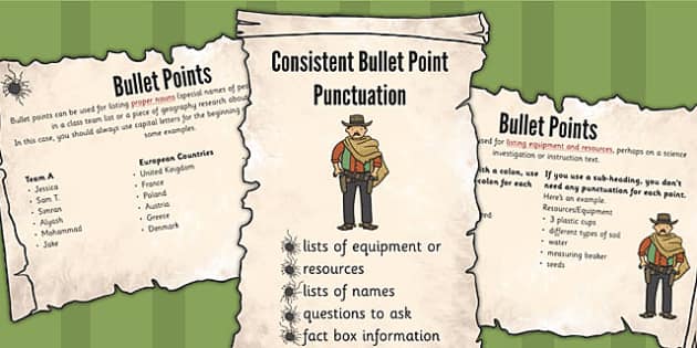 UKS2 Punctuate Bullet Points Consistently Display Pack Pack