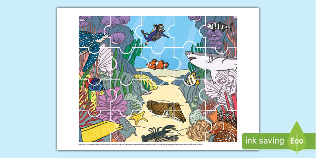 Ocean Habitat Jigsaw Activity, Ocean Habitat Puzzle - Twinkl