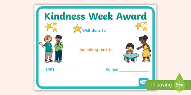 Kindness Week Participation Award (teacher made) - Twinkl