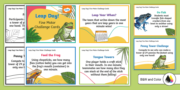 LEAP YEAR Minute To Win It Challenges - TASK CARDS AND DISPLAY CARDS