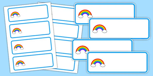 Editable Rainbow Themed Name Labels Teacher Made