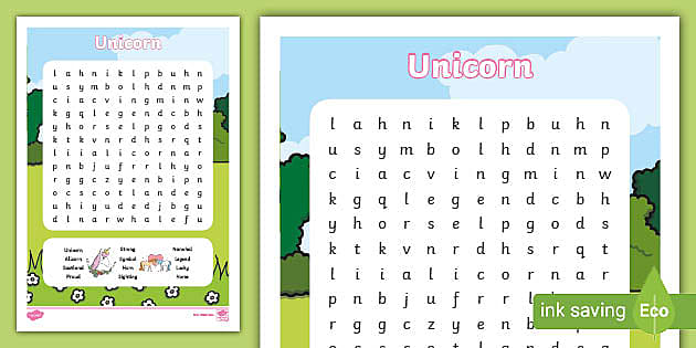 unicorn word search primary resources teacher made