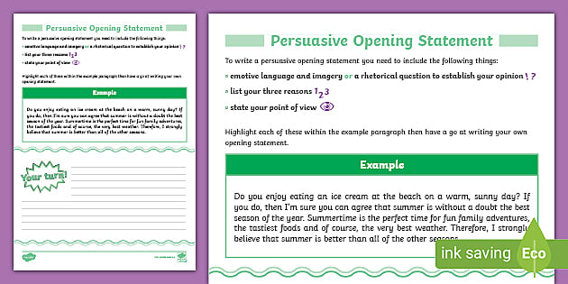 persuasive essay opening sentence