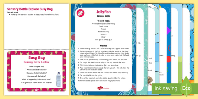 Sensory Bottle Explore Busy Bag Prompt Card and Resource Pack