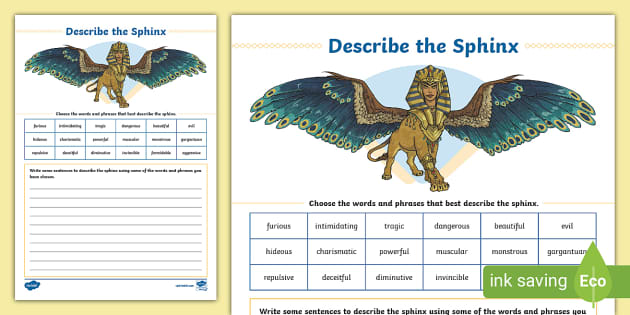 Describe the Sphinx Worksheet (professor feito) - Twinkl