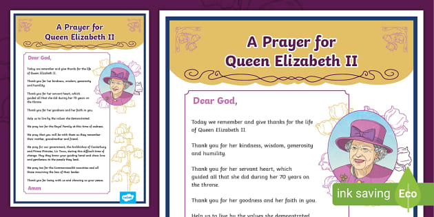 FREE! - KS2 Prayer for Queen Elizabeth II (teacher made)