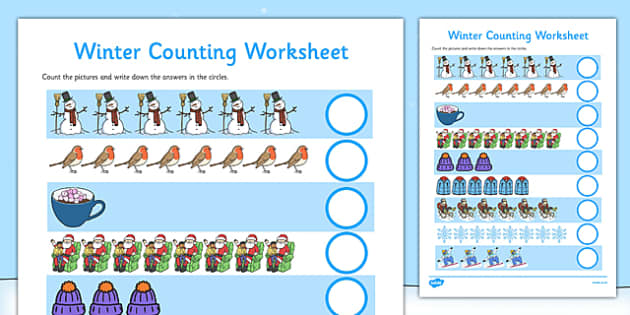 My Counting Worksheet (Winter) (teacher made)