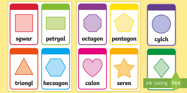 Welsh 2D Shapes Flashcards | Twinkl Wales | Resources