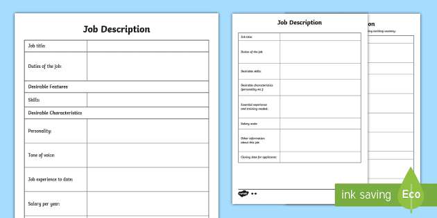 job description template twinkl learning resources