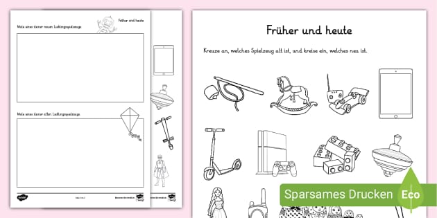 Spielzeug früher und heute - Arbeitsblätter (teacher made)