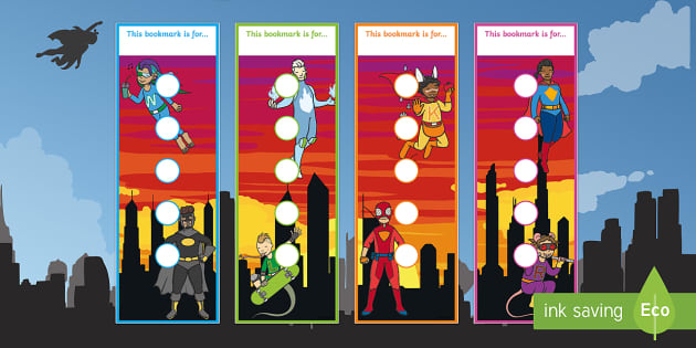 Printable Superhero Bookmarks for Kids