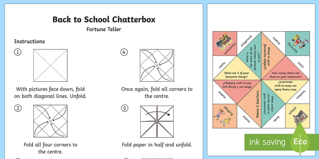 Back to School Chatterbox or Fortune Teller (Teacher-Made)