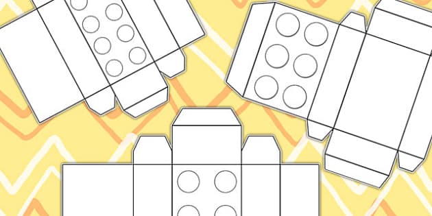 Building Brick Box Templates - Lego Style Nets - Twinkl